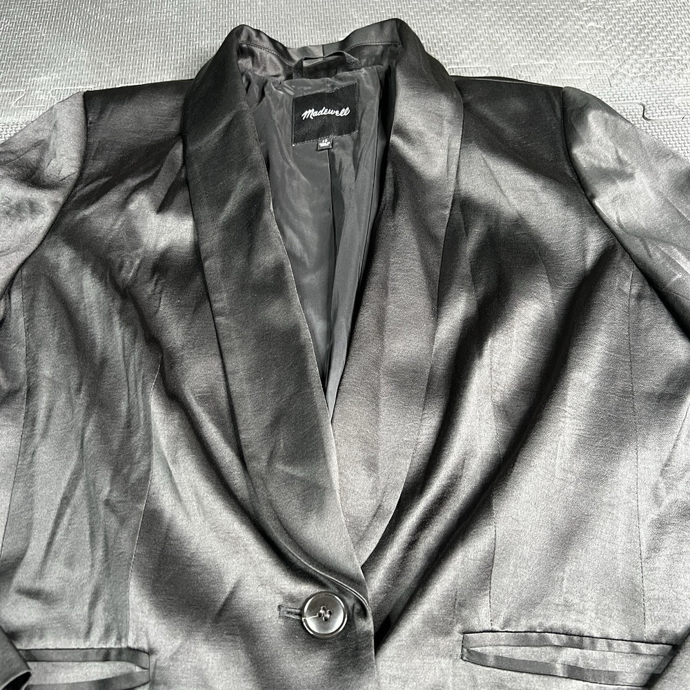Madewell Women's Blazer Black Jacket Size 10 One Button Tailored Style NN822 - Picture 11 of 15